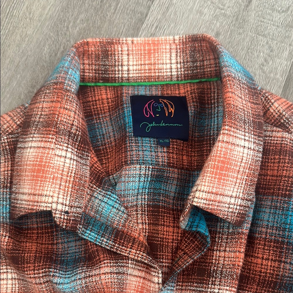 John Lennon flannel Casual Button Down Shirt with Classic Plaid Design - Picture 6 of 7